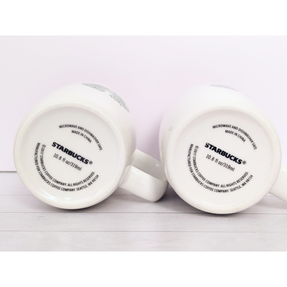 Starbucks 2017 Mermaid Logo White Ceramic Coffee Mug Cup 10.8oz Set of 2 EUC - Picture 5 of 8